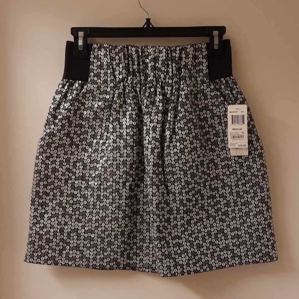 NWT, Aqua Black and Silver Metallic Skirt